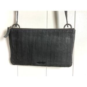 Abbacino Black Folded Leather Very Soft Crossbody with‎ Detachable Strap